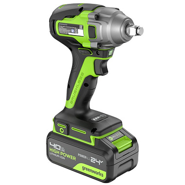 Гайковерт ударный аккумуляторный GREENWORKS G24IW400 1х4Ah 3802907CUB