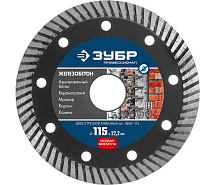 Круг алмазный TURBO 115х22мм ЗУБР Профи Железобетон 36661-115