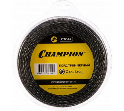 Леска триммерная (треугольник витой) 2,7мм х 60м Tri-twist CHAMPION C7047