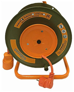 Удлинитель на катушке ПВС 2х2,5 30м с выносной розеткой GLANZEN EB-30-010