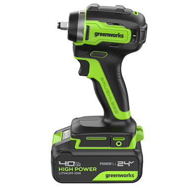 Гайковерт ударный аккумуляторный GREENWORKS G24IW200 1х4Ah 3803607CUB