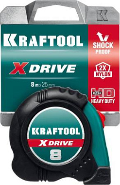 Рулетка 8м х 25мм нейлоновое покрытие KRAFTOOL X-Drive 34122-08_z02