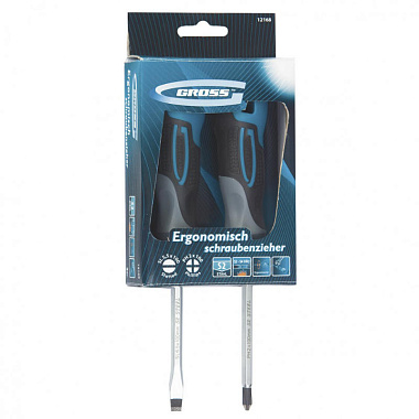 Набор отвёрток 2шт S2 3-компонентная рукоятка GROSS 12168