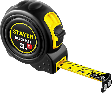 Рулетка 3м х 16мм обрезиненный корпус STAYER BlackMax 3410-03_z02