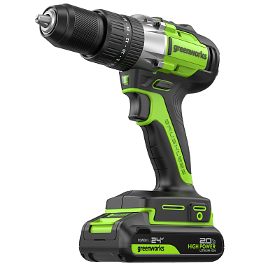 Дрель-шуруповерт ударная аккумуляторная GREENWORKS GD24DD60 2х2Ah 3704107CUC
