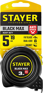 Рулетка 5м х 19мм обрезиненный корпус STAYER BlackMax 3410-05_z02
