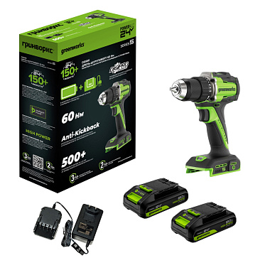 Дрель-шуруповерт аккумуляторная GREENWORKS DD560 2х2Ah 3708407CUC
