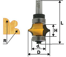 Фреза кромочная фигурная ф22х13мм r3.2 хв.8мм ЭНКОР