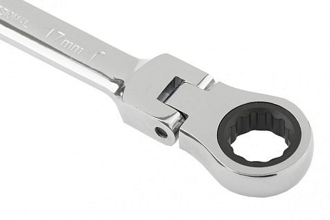 Ключ комбинированный трещоточный с шарниром 17мм MATRIX 14869