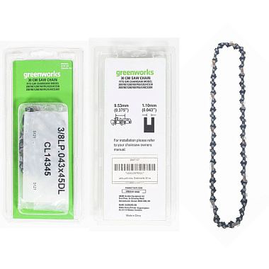 Цепь для пил 2007007, 2007807 12"(3/8"P-1,1-45) GREENWORKS 2947107