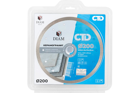 Круг алмазный по керамике (мокрой) 200x1,6x10x25,4 DIAM Керамогранит CTD