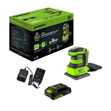 Шлифмашина вибрационная аккумуляторная GREENWORKS G24SS14 1х2Ah 3100507CUA