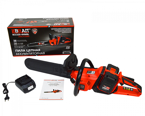 Пила цепная аккумуляторная бесщеточная BRAIT BCCS 20-4NMBL 2х4Ah