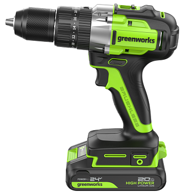 Дрель-шуруповерт ударная аккумуляторная GREENWORKS GD24DD60 2х2Ah 3704107CUC