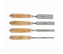 Набор плоских стамесок с деревянными ручками 6-12-18-24мм SPARTA 242405