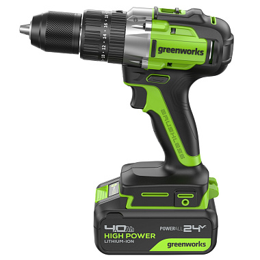 Дрель-шуруповерт ударная аккумуляторная GREENWORKS GD24DD60 1х4Ah 3704107CUB