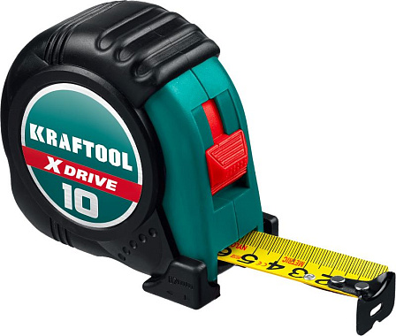 Рулетка 10м х 25мм нейлоновое покрытие KRAFTOOL X-Drive 34122-10