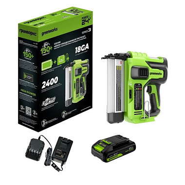 Нейлер аккумуляторный GREENWORKS GD24BN 1x2Ah 3400707CUA
