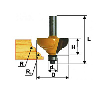 Фреза кромочная калевочная ф28.6х13мм r4. хв.8мм ЭНКОР 9252