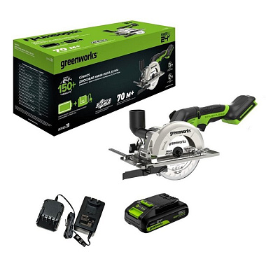 Пила дисковая мини аккумуляторная GREENWORKS G24MCS 1x2Ah 1501207CUA