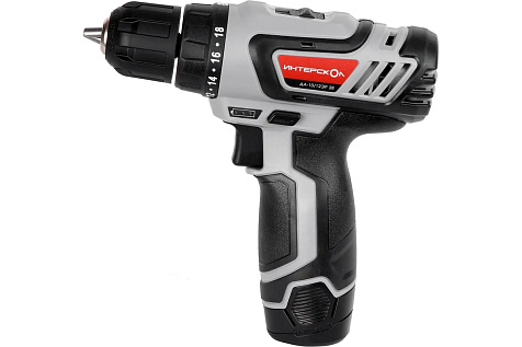 Дрель-шуруповерт аккумуляторная ИНТЕРСКОЛ ДА-10/12ЭР 28 1х2Ah
