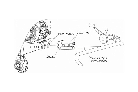 Комплект для установки косилки роторной на МБ-2 МультиАГРО НЕВА