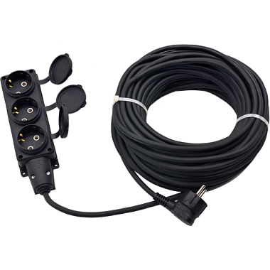 Удлинитель КГ 3х2,5 IP44 50м 3 гнезда GLANZEN EC-50-013