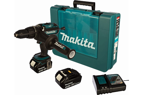 Дрель-шуруповерт ударная аккумуляторная MAKITA DHP 451RFE 2х3Ah