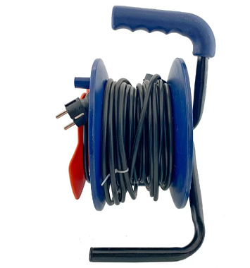 Удлинитель на катушке ПВС 2х1,5 20м с выносной розеткой GLANZEN EC-20-010