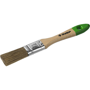 Кисть плоская смешанная 25мм деревянная ручка ЗУБР Лазурь-Мастер 4-01009-025