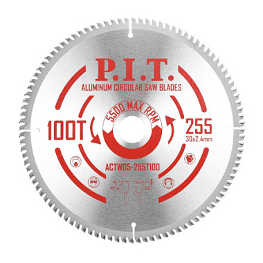 Диск пильный по алюминию 255х100Tх30х2,4мм PIT ACTW05-255T100