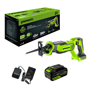 Пила сабельная аккумуляторная GREENWORKS GPT-BLRS-1 1x4Ah 1200607CUB