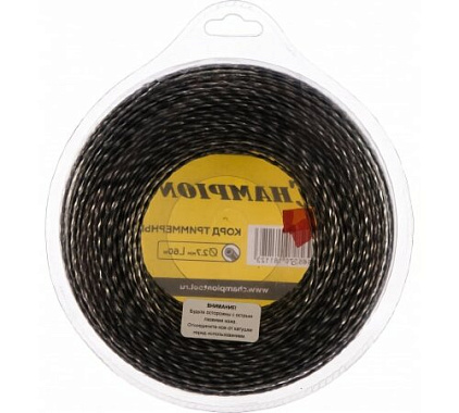 Леска триммерная (треугольник витой) 2,7мм х 60м Tri-twist CHAMPION C7047