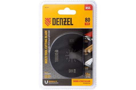 Насадка для МФИ отрезная полукруглая по металлу и дереву 80х1,2мм HSS DENZEL 782301