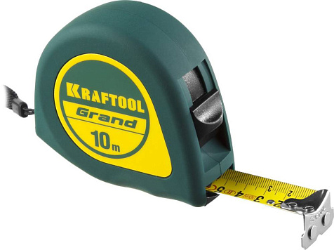 Рулетка 10м х 25мм нейлоновое покрытие магнитный крюк KRAFTOOL Grand 34022-10-25