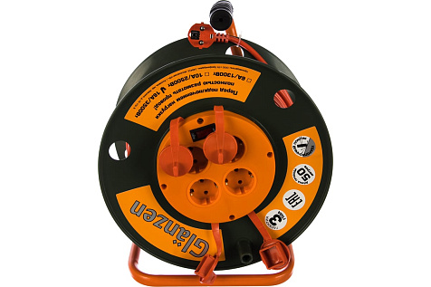 Удлинитель на катушке ПВС 3х1,5 IP44 50м 4гнезда GLANZEN EB-50-007
