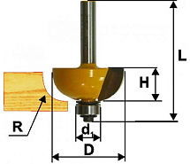 Фреза кромочная калевочная ф28.6х13мм r7.9 хв.8мм ЭНКОР