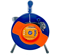 Удлинитель на катушке ПВС 2х1,5 20м с выносной розеткой GLANZEN EC-20-010