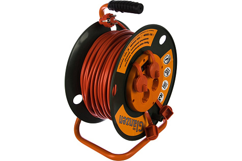 Удлинитель на катушке ПВС 3х1,5 IP44 50м 4гнезда GLANZEN EB-50-007