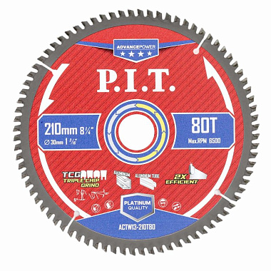 Диск пильный по алюминию 210х80Tх30х2,2мм PIT Advance Carbide ACTW13-210T80