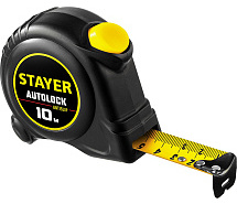 Рулетка 10м х 25мм с автостопом STAYER АutoLock 2-34126-10-25