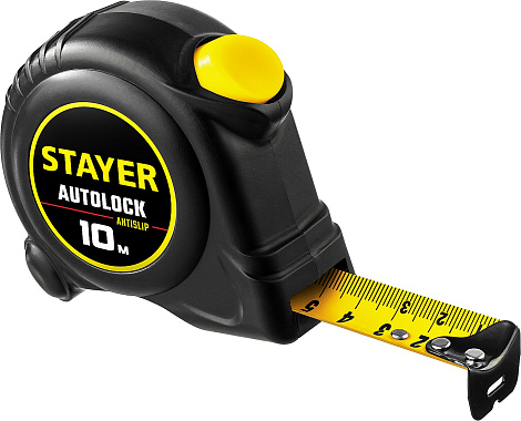 Рулетка 10м х 25мм с автостопом STAYER АutoLock 2-34126-10-25